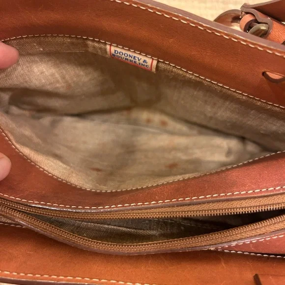 Vintage Dooney & Bourke Brown Leather and Tan woven raffia Women's Bag tote - Picture 12 of 15